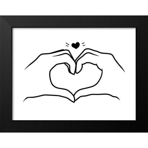 Heart Bw Black Modern Wood Framed Art Print by Villa, Mlli