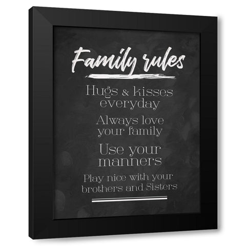 Family Rules Chalk Tone Black Modern Wood Framed Art Print with Double Matting by Villa, Mlli