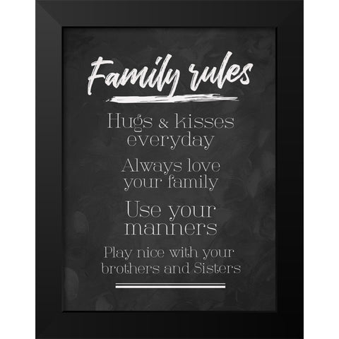 Family Rules Chalk Tone Black Modern Wood Framed Art Print by Villa, Mlli