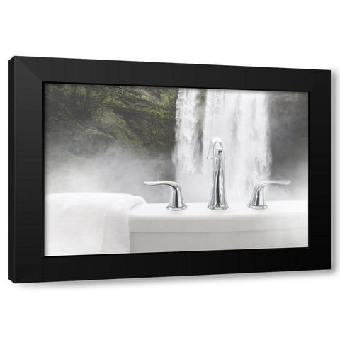 Enjoy the Bath Black Modern Wood Framed Art Print by Villa, Mlli