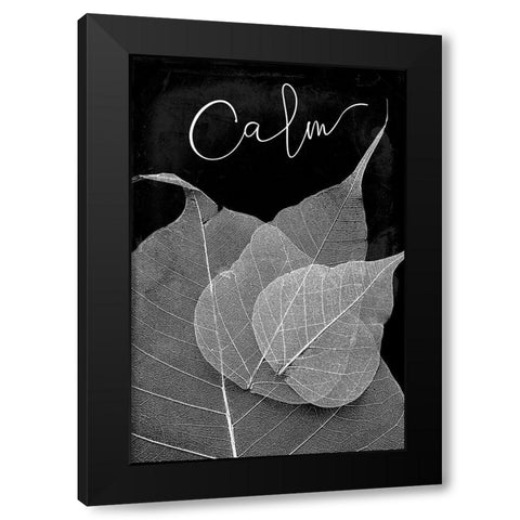 Calm Leaves Black Modern Wood Framed Art Print with Double Matting by Villa, Mlli