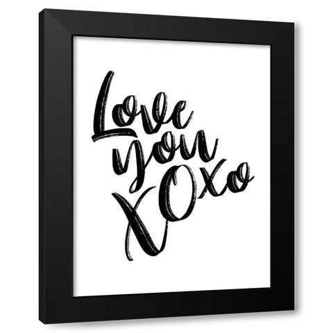 Love You Xoxo Black Modern Wood Framed Art Print by Villa, Mlli