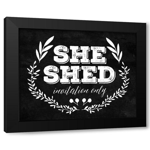 She Shed White Black Modern Wood Framed Art Print with Double Matting by Villa, Mlli