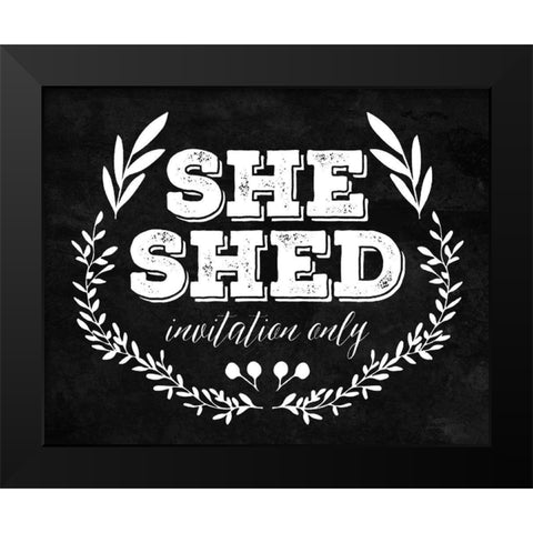 She Shed White Black Modern Wood Framed Art Print by Villa, Mlli