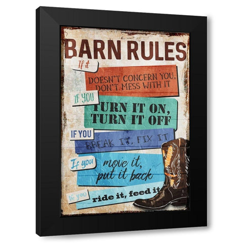 Barn Rules Black Modern Wood Framed Art Print by Villa, Milli