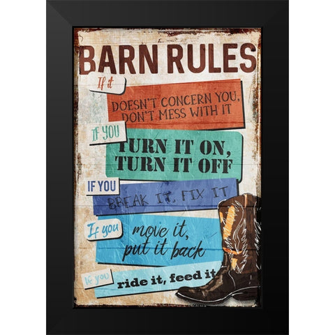 Barn Rules Black Modern Wood Framed Art Print by Villa, Milli