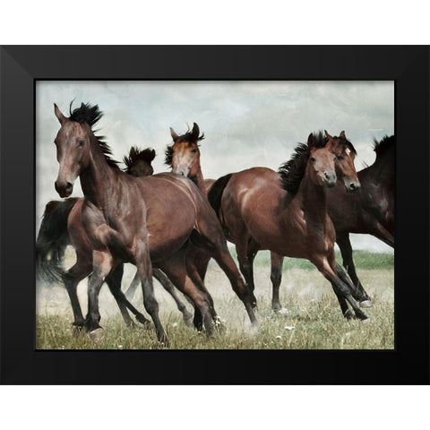 Running Horses 3 Black Modern Wood Framed Art Print by Villa, Milli