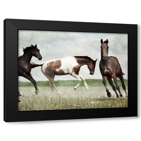 Running Horses 4 Black Modern Wood Framed Art Print by Villa, Milli