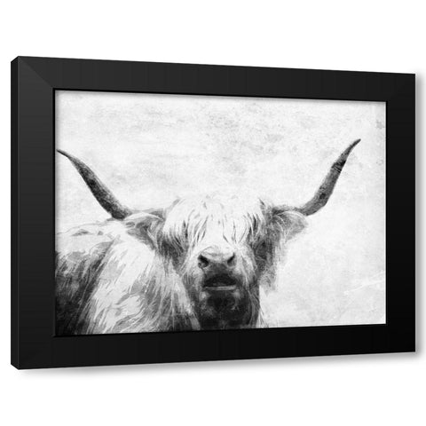 The Bull Look BW Black Modern Wood Framed Art Print with Double Matting by Villa, Milli