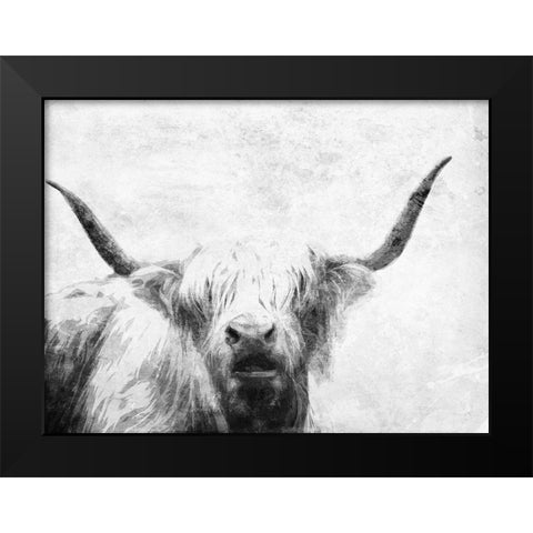 The Bull Look BW Black Modern Wood Framed Art Print by Villa, Milli
