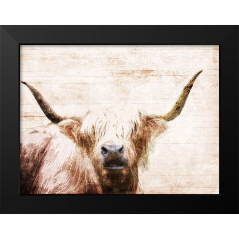 The Bull Look Black Modern Wood Framed Art Print by Villa, Milli