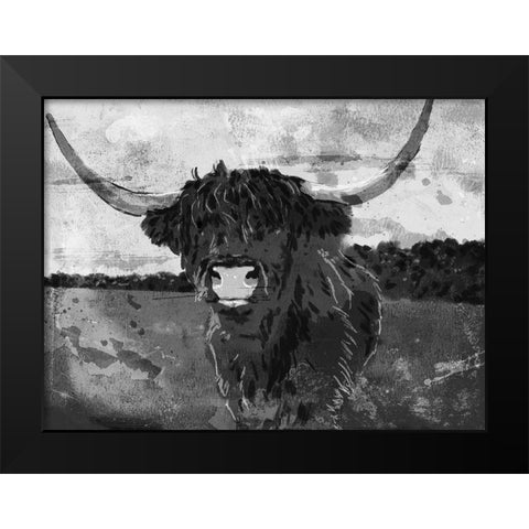 Hi Bull BW Black Modern Wood Framed Art Print by Villa, Milli