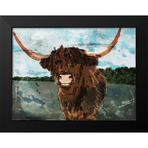 Hi Bull Black Modern Wood Framed Art Print by Villa, Milli
