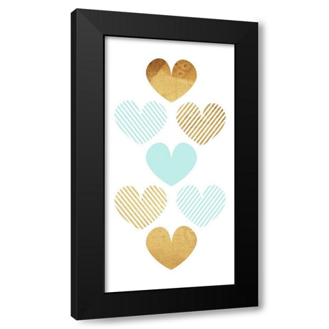 Crossed Heart Teal Black Modern Wood Framed Art Print by Villa, Mlli