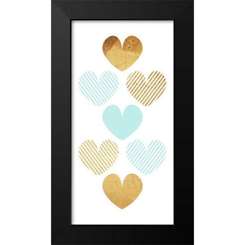 Crossed Heart Teal Black Modern Wood Framed Art Print by Villa, Mlli