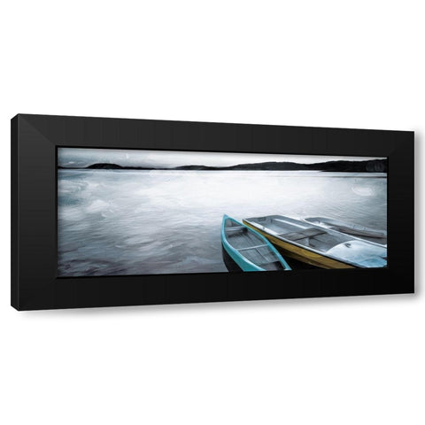 Three Boats Black Modern Wood Framed Art Print by Villa, Mlli