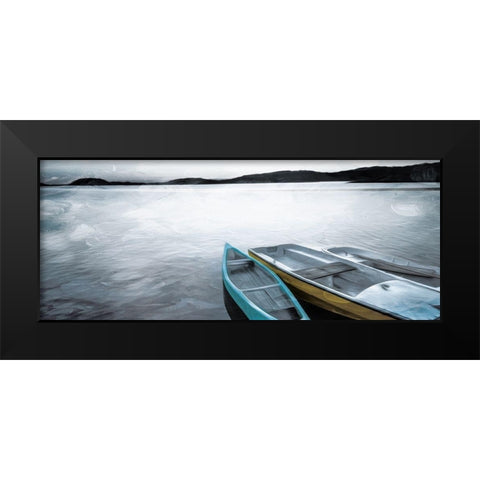 Three Boats Black Modern Wood Framed Art Print by Villa, Mlli