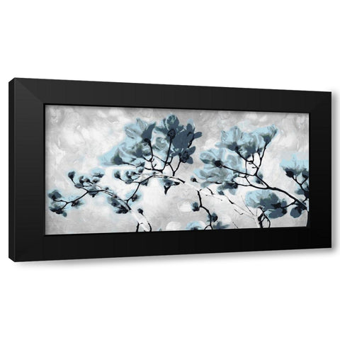 Blue Bloom Black Modern Wood Framed Art Print with Double Matting by Villa, Mlli