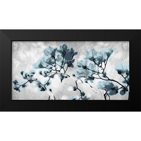 Blue Bloom Black Modern Wood Framed Art Print by Villa, Mlli