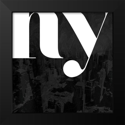 Black NY Black Modern Wood Framed Art Print by Villa, Mlli