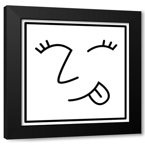 Sticking Tongue Out Black Modern Wood Framed Art Print with Double Matting by Villa, Mlli