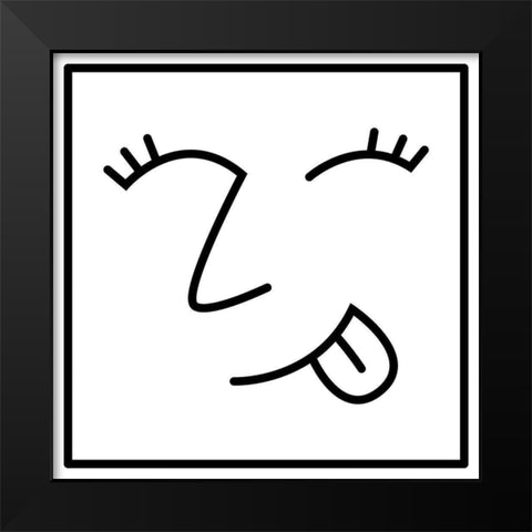 Sticking Tongue Out Black Modern Wood Framed Art Print by Villa, Mlli