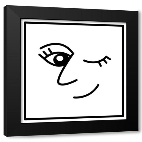 Winky Face Black Modern Wood Framed Art Print with Double Matting by Villa, Mlli