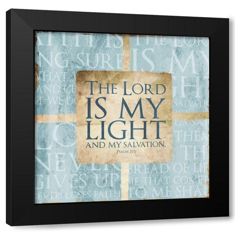 Quote Border Psalm Blue Black Modern Wood Framed Art Print by Villa, Mlli