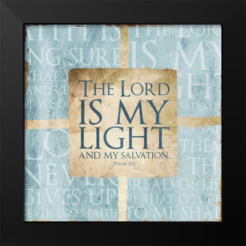 Quote Border Psalm Blue Black Modern Wood Framed Art Print by Villa, Mlli