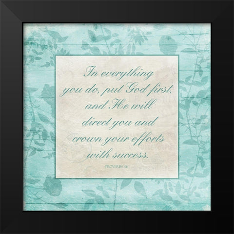 Floral Religious Black Modern Wood Framed Art Print by Villa, Mlli
