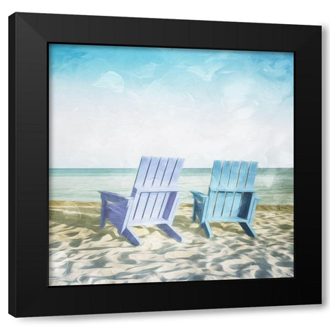 Lets Sit On The Beach Black Modern Wood Framed Art Print with Double Matting by Villa, Mlli