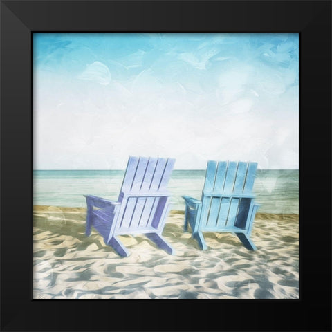 Lets Sit On The Beach Black Modern Wood Framed Art Print by Villa, Mlli