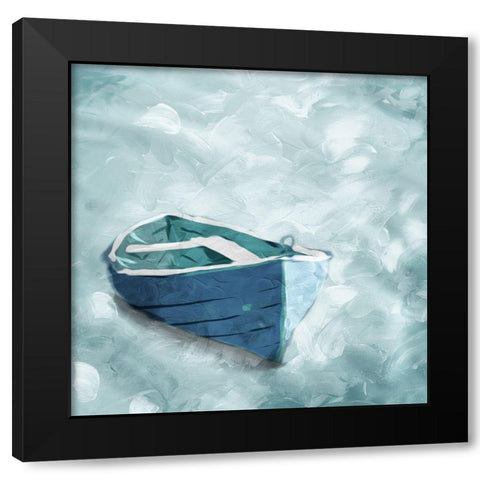 Lonely Boat Black Modern Wood Framed Art Print by Villa, Mlli