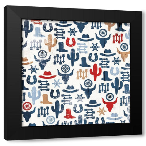Western Print Patriotic Black Modern Wood Framed Art Print by Villa, Mlli
