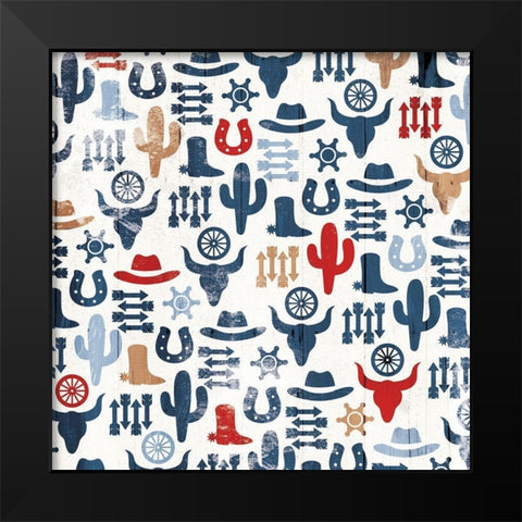 Western Print Patriotic Black Modern Wood Framed Art Print by Villa, Mlli