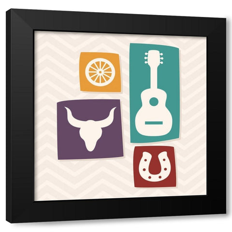 Western Stamp One Black Modern Wood Framed Art Print by Villa, Mlli