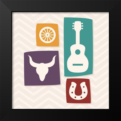 Western Stamp One Black Modern Wood Framed Art Print by Villa, Mlli