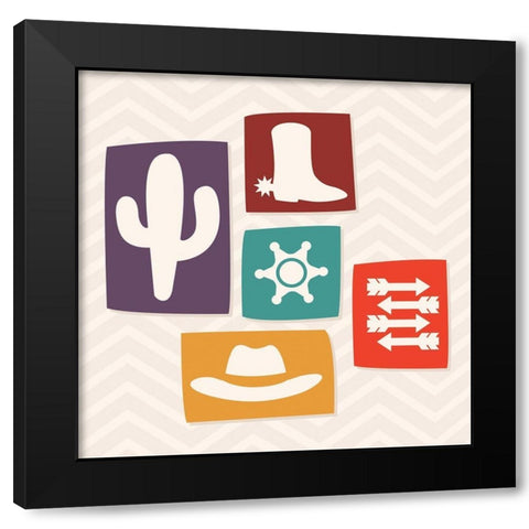 Western Stamp Two Black Modern Wood Framed Art Print by Villa, Mlli