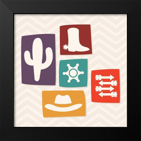 Western Stamp Two Black Modern Wood Framed Art Print by Villa, Mlli