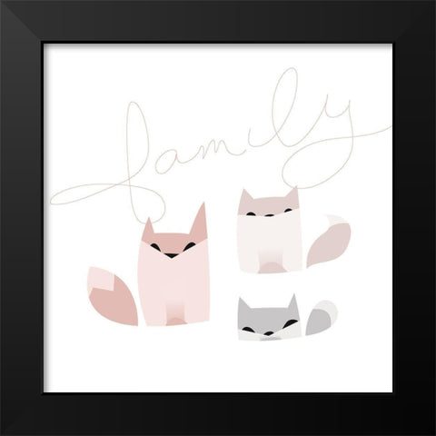 Fox Family Black Modern Wood Framed Art Print by Villa, Mlli