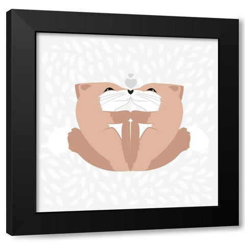Fox XOXOX Black Modern Wood Framed Art Print with Double Matting by Villa, Mlli