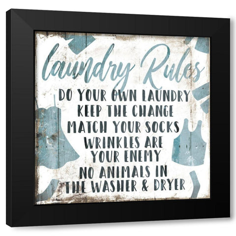 Laundry Rules Laundry Black Modern Wood Framed Art Print with Double Matting by Villa, Mlli