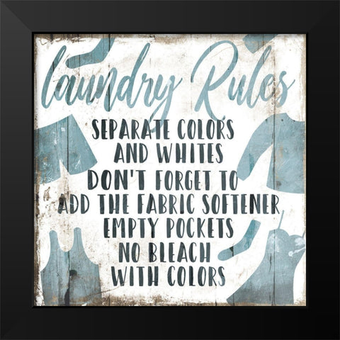 Laundry Rules Separate Black Modern Wood Framed Art Print by Villa, Mlli