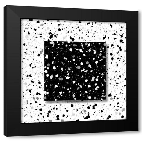 Black White Speckles Black Modern Wood Framed Art Print with Double Matting by Villa, Mlli