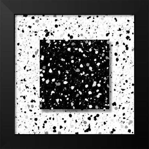 Black White Speckles Black Modern Wood Framed Art Print by Villa, Mlli