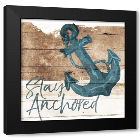 Stay Anchored Black Modern Wood Framed Art Print by Villa, Mlli