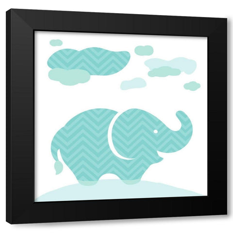 Elephant Fun Black Modern Wood Framed Art Print with Double Matting by Villa, Mlli