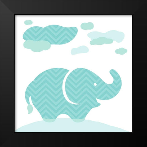 Elephant Fun Black Modern Wood Framed Art Print by Villa, Mlli