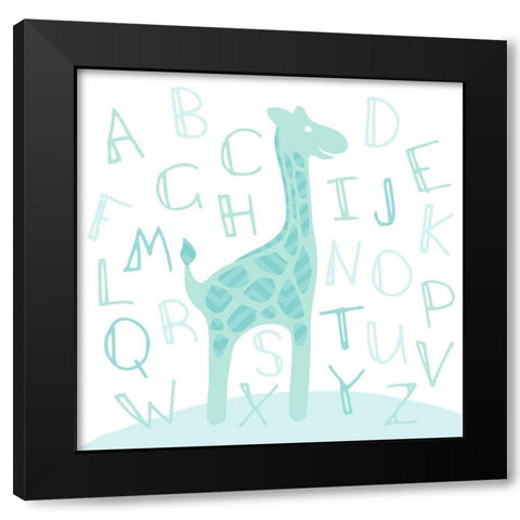 Giraffe Fun Black Modern Wood Framed Art Print by Villa, Mlli