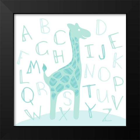 Giraffe Fun Black Modern Wood Framed Art Print by Villa, Mlli